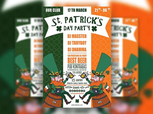 Carton Saint Patricks Day Club Flyer Template 1