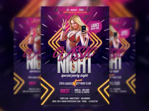 Cartoon Nightclub Party Flyer Template 1