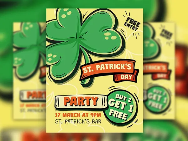 Cartoon St. Patricks Party Poster Template 1