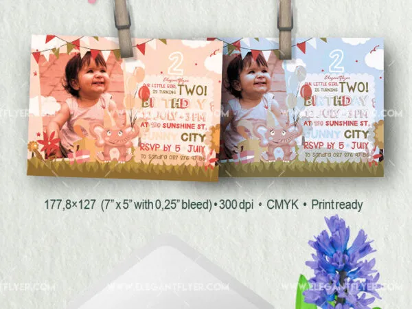 Cartoon and Cute Birthday Party Invitation Template 1