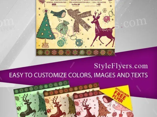 Cartoon and Funky Merry Christmas Flyer Template 1