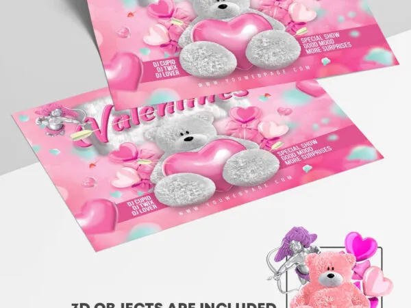 Cartoonish Pink Valentines Day Flyer Template 1