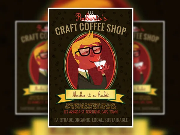 Cartoony Craft Coffee Flyer Template 1