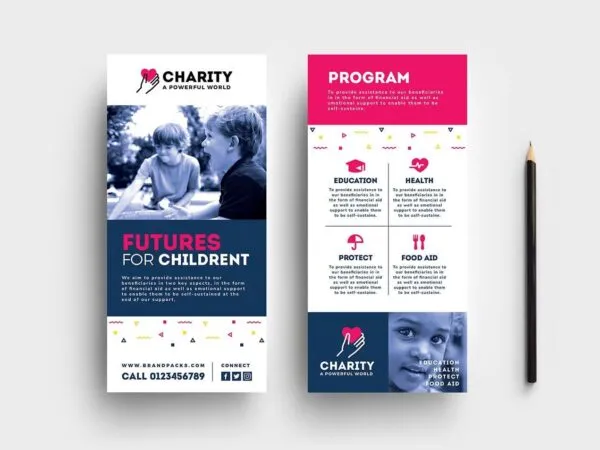 Charity DL Cards Template Featuring Children Photos 1