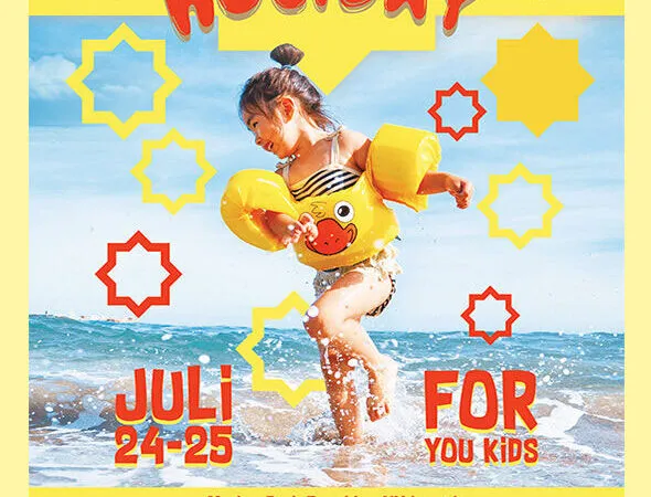 Cheerful Photo Childrens Party Flyer and Facebook Cover Template 1