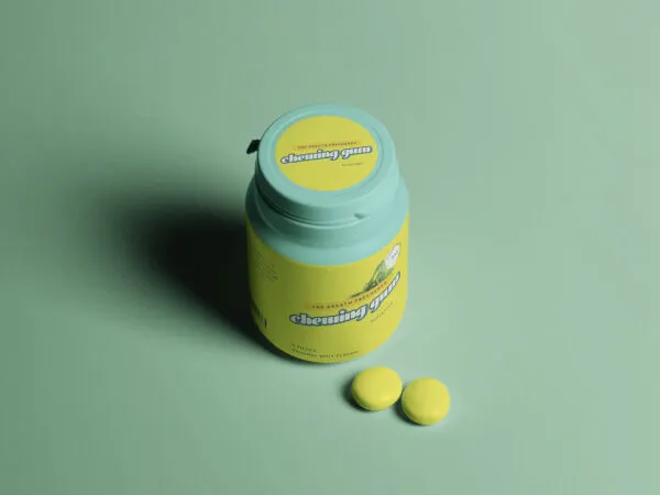 Chewing Gum Jar Mockup in Perspective View 1