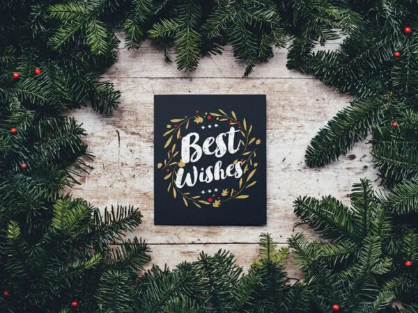 Christmas Card Decorated with Evergreen Plants 1