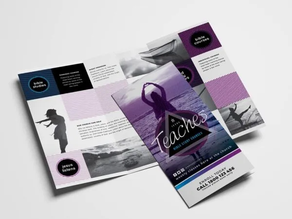 Church Trifold Brochure and Poster Templates Featuring Motivational Photos 1