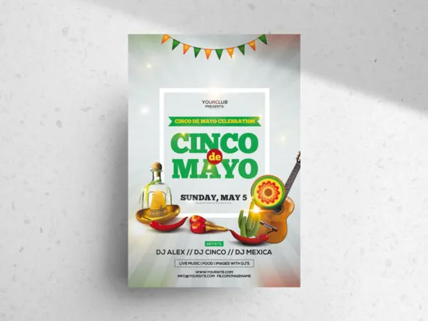 Cinco de Mayo Flyer Template Featuring Sombrero and Red Pepper 1