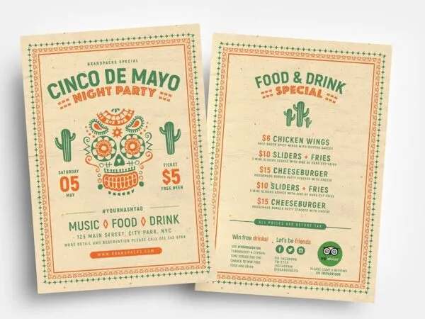 Cinco de Mayo Party and Other Mexican Fiestas Flyer Template 1