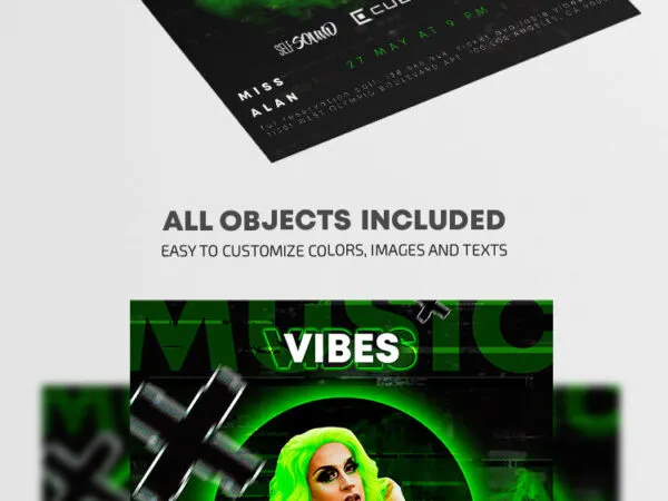 Circle Black and Green Music Vibes Flyer Template 1