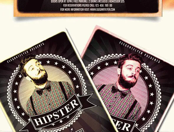 Circle Border Hipsters Party Flyer Template and Facebook Cover 1