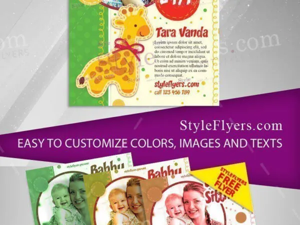 Circle Border Illustrated Babysitting Flyer Template 1