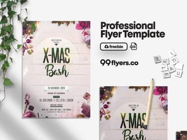 Circle Border Merry Christmas Flyer Template 1