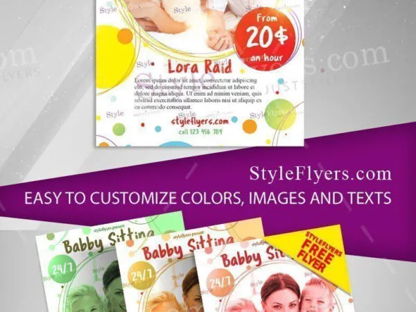 Circle Colorful Baby Sitting Flyer Template 1