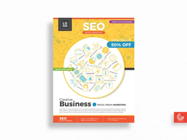 Circle Corporate SEO Digital Marketing Flyer Template 1