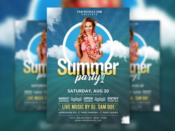 Circle Dots Summer Party Flyer Template 1