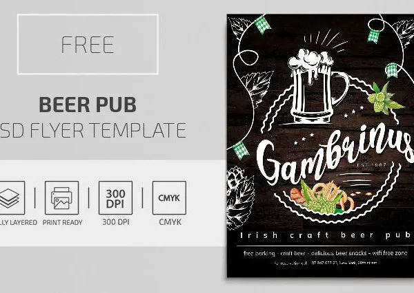 Circle Illustrated Beer Flyer Template 1