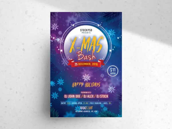 Circle Illustrated Border X Mas Party Flyer Template 1