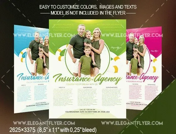 Circle Infographic Insurance Agency Flyer and Facebook Cover Templates 1