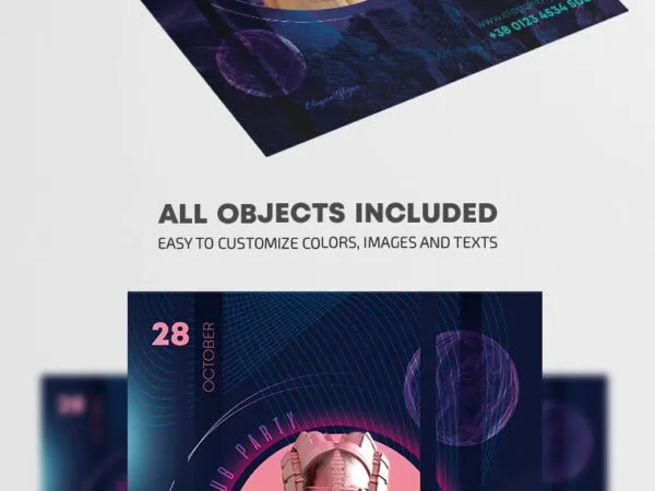 Circle Lines Club Party Flyer Template 1