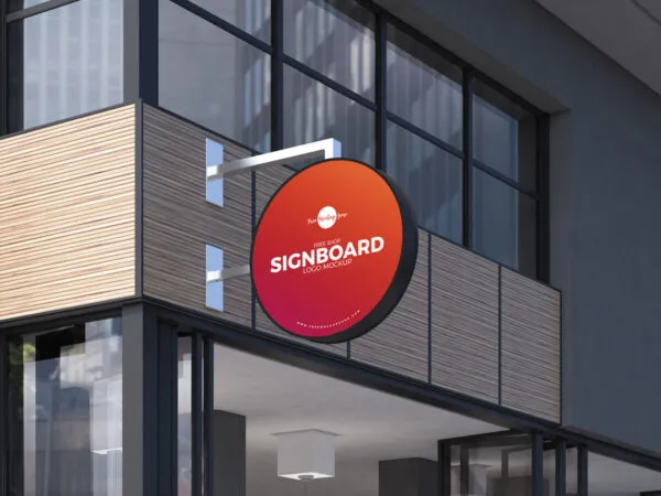 Circle Shop Sign Board Logo Mockup 1