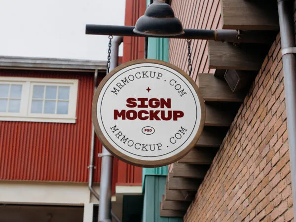 Circle Sign Mockup in Perspective Sight 1