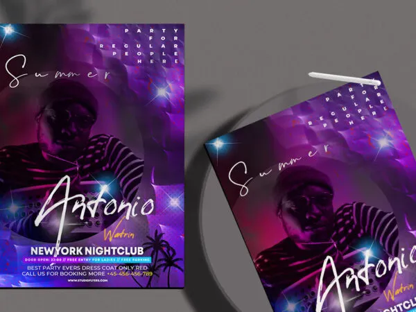 Circle Sparkly Summer Night Flyer Template 1