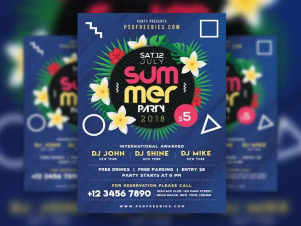 Circle Summer Beach Party Flyer Template 1