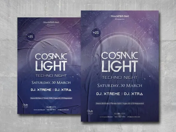 Circle Techno Night Party Flyer Template 1