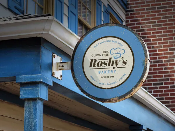 Circle Traditional Vintage Wall Mounted Sign Board Mockup 1