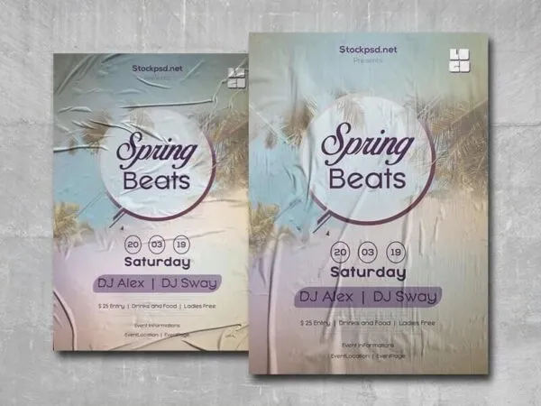Circle Tropical Spring Party Flyer Template 1