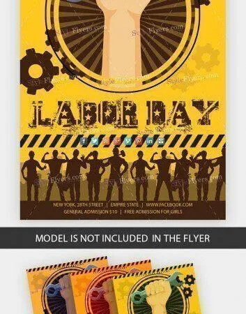 Circle and Gradient Yellow and Black Labor Day Flyer Template 1