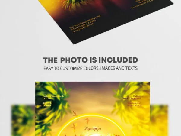 Circle and Tropical Miami Night Party Flyer Template 1