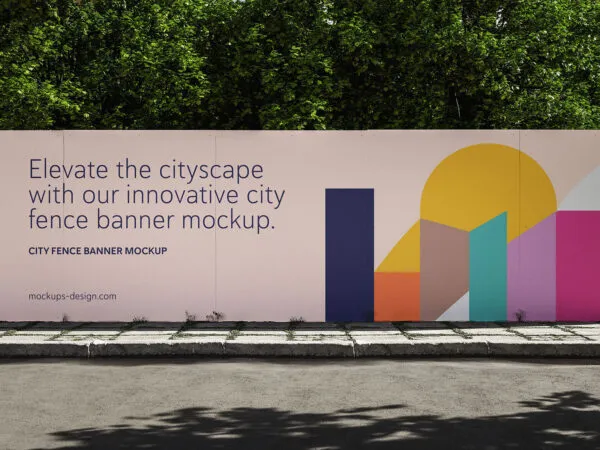 City Fence Banner Mockup in 2 Sights 1