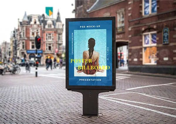 City Street Vertical Billboard Mockup 1