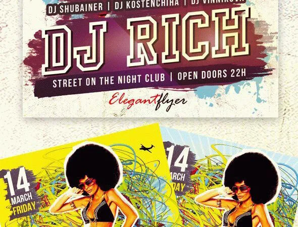 Classic Artistic Electro DJ Event Flyer Template 1