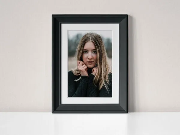 Classic Beveled Photo Frame on Wall Scene Mockup 1