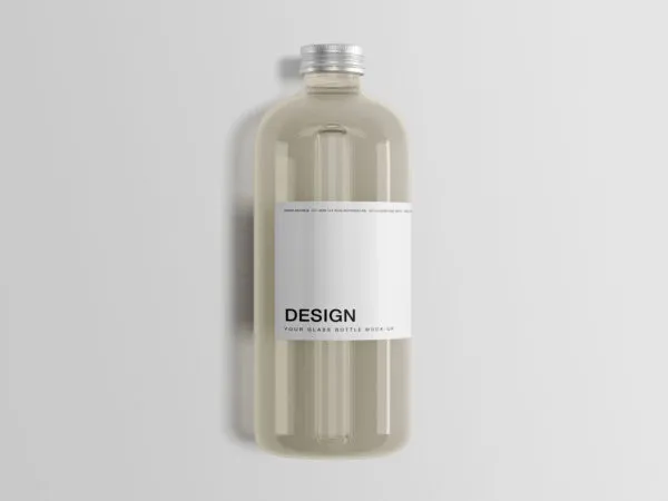 Classic Glass Bottle Mockup with Label 1
