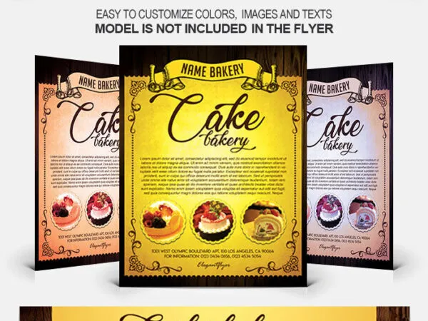 Classic Grid Cake Bakery Flyer and Facebook Cover Template 1
