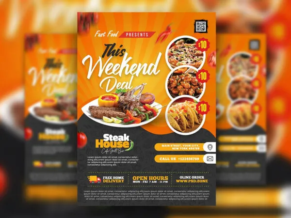 Classic Grids Restaurant Food Menu Flyer Template 1