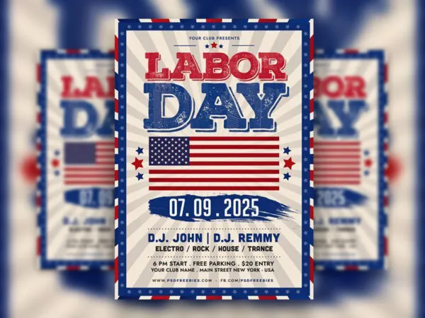Classic Labor Day Flyer Template 1