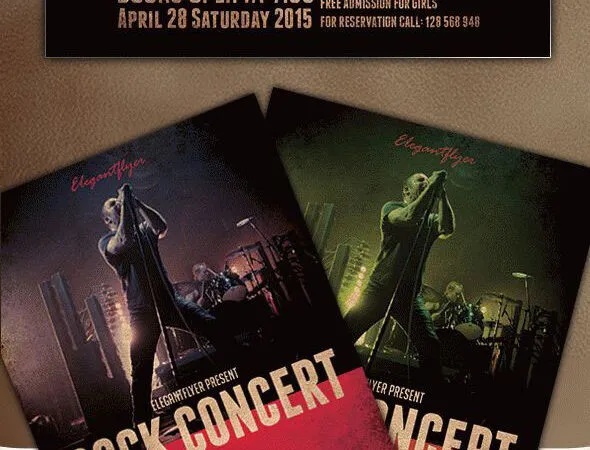 Classic Photo Rock Concert Flyer and Facebook Cover Template 1
