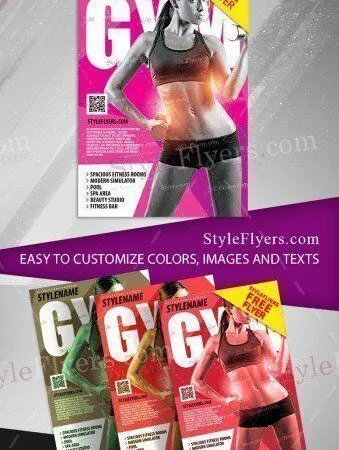 Classic Professional Gym Fitness Flyer Template with Pink Background 1