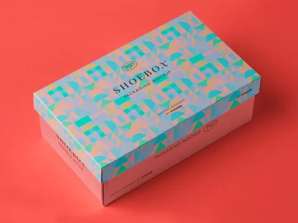 Classic Rectangular Shoe Packaging Box Mockup 1