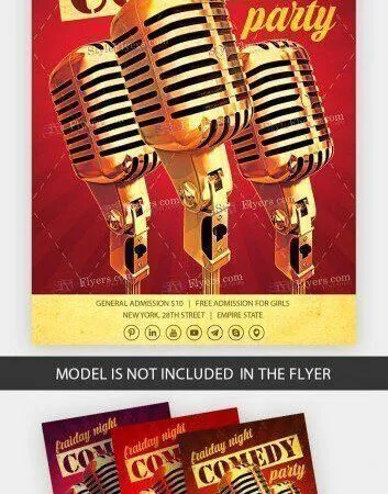 Classic Red Comedy Show Flyer Template 1