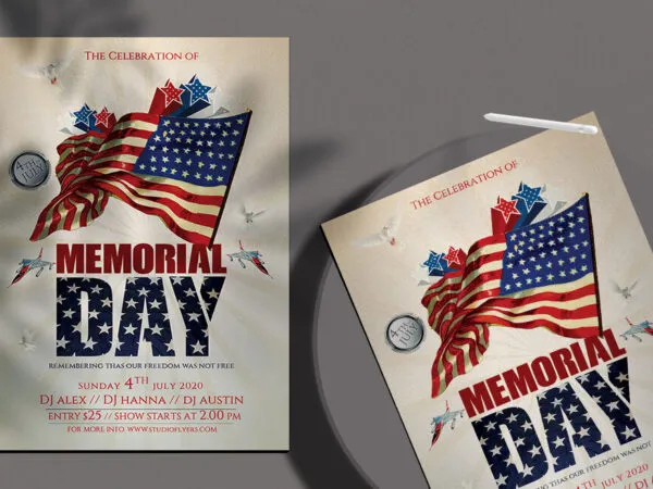 Classic Retro Memorial Day Flyer Template 1