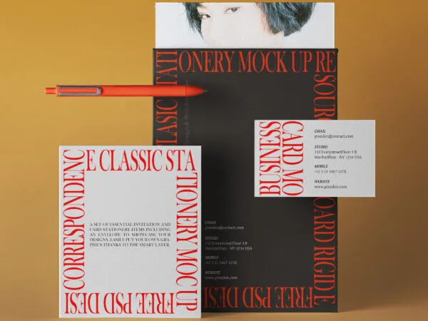 Classic Set of Mailing Mockup Placed on a Solid Background 1
