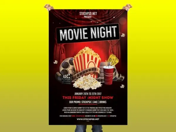 Classic Snacks Movie Night Flyer Template 1
