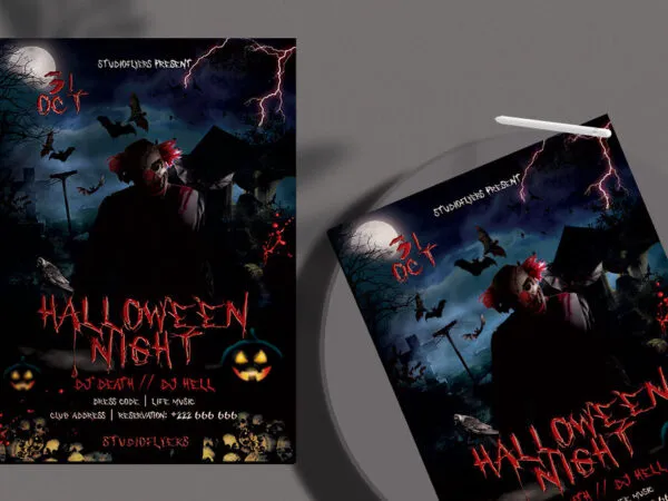 Classic Spooky Halloween Party Flyer Template 1